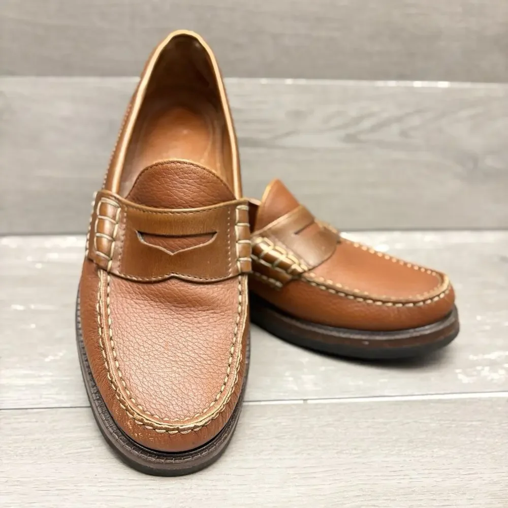 ET Wright Penny Loafers Brown Leather Italian Made Slip On Dress Shoe Size 8D